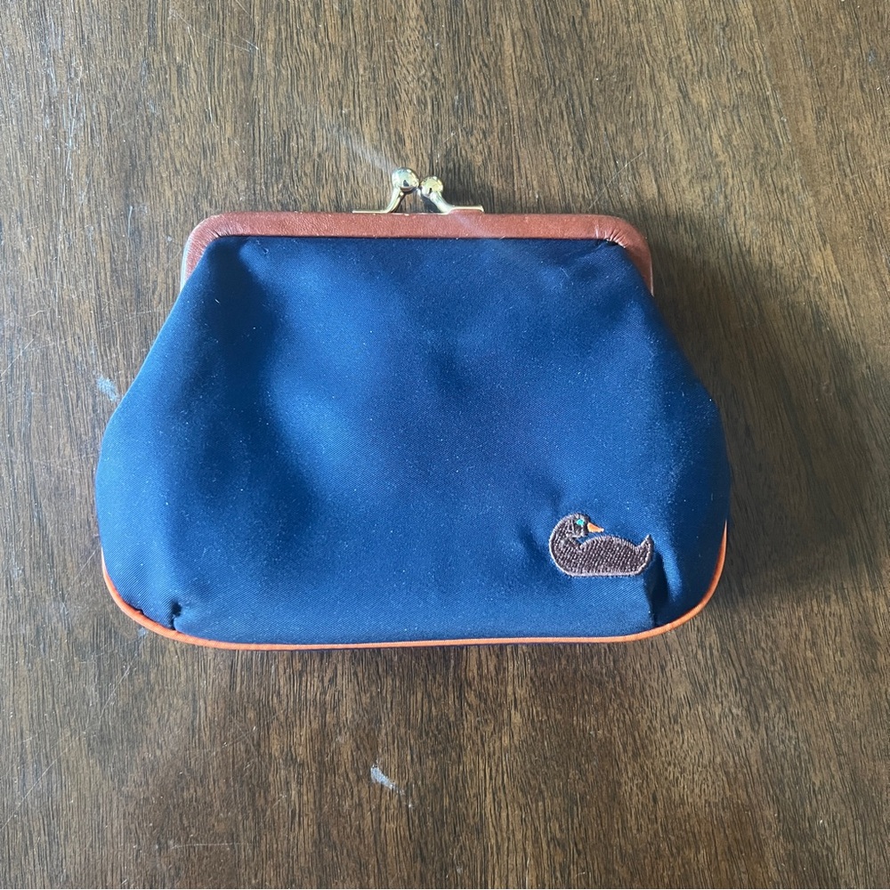 Dooney and Bourke Coin Purse Navy Nylon with Leather and pink accents